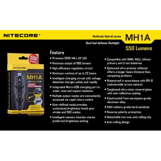 Nitecore MH1A - Powerful Rechargeable AA Flashlight