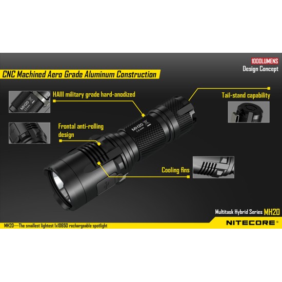 Nitecore MH20 - USB Rechargeable Flashlight (1000 Lumens, 1x18650)