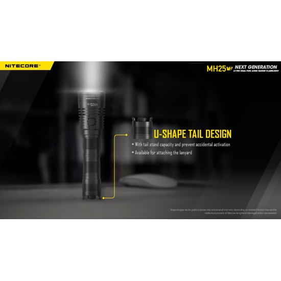Nitecore MH25 V2 - USB-C Rechargeable Next Generation Compact Thrower LED Flashlight (1300 Lumens, 475mts Throw, 1x21700)