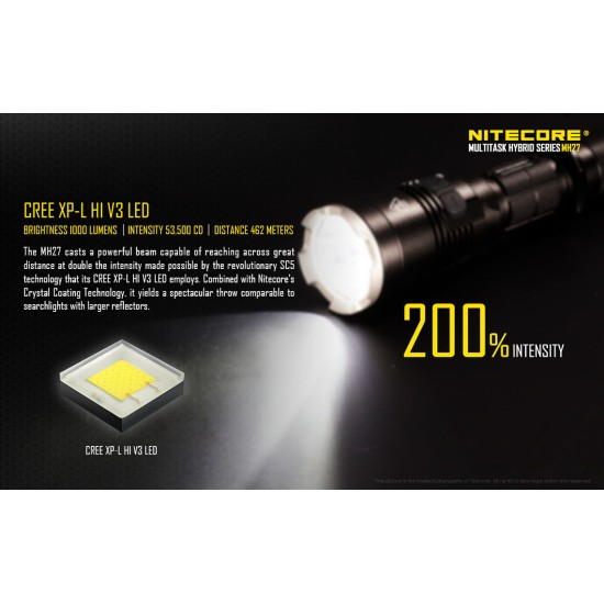 Nitecore MH27 - Award Winning USB Rechargeable Tactical Flashlight (1000 Lumens, 462mts, 1x18650)