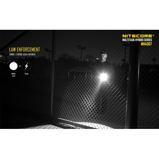 Nitecore MH40GT Rechargeable Flashlight - Tactical Thrower, 803mts (1000 Lumens, 2x18650)