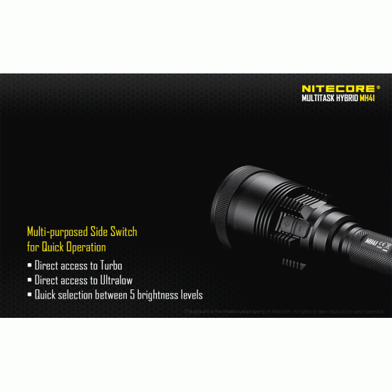 Nitecore MH41 High Output Rechargeable Tactical Flashlight, 495mts (2150 Lumens, 2x18650)