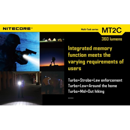 Nitecore MT2C - Pocket Size Tactical Flashlight (360 Lumens, 1x18650)