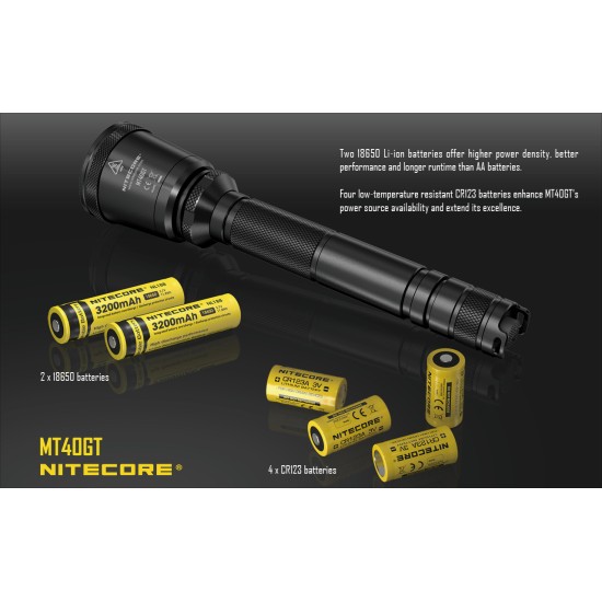 Nitecore MT40GT LED Flashlight - Tactical Thrower, 618mts (1000 Lumens, 2x18650)