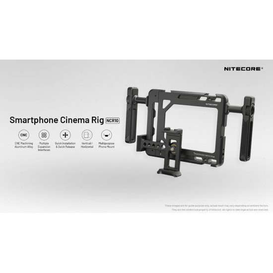 Nitecore NCR10 Smartphone Cinema Rig, Vlogging Phone Mount with Dual Phone or Powerbank or Video Light Mounting