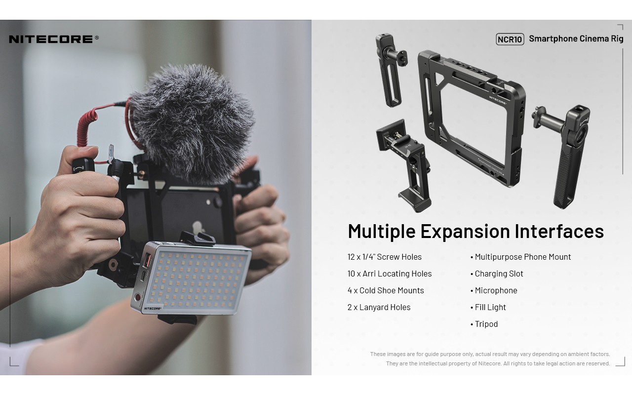 Multiphone Rig Nitecore NCR10 Smartphone Cinema Rig, Vlogging Phone Mount with Dual ...