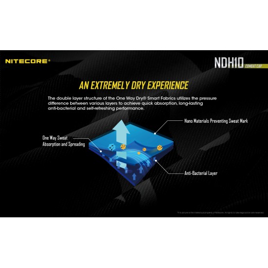 Nitecore NDH10 Combat Cap - One Way Dry Smart Fabrics, Protection against UV, Humidity, Odor, Oil, Deformation
