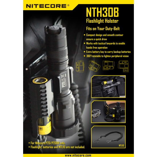 Nitecore NTH30B Duty Holster for Nitecore P20 and P20UV Flashlights