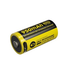 Nitecore RCR123A (16340) 950mAh USB Rechargeable Li-ion Battery (NL169R - 3.6V)