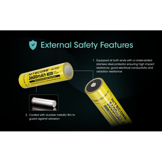 Nitecore 18650 3600mAh Rechargeable Li-ion Battery (NL1836 - 3.6v)