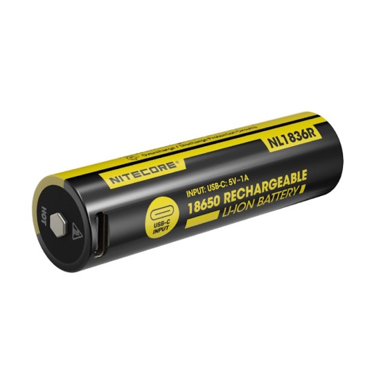 Nitecore 18650 3600mAh USB Rechargeable Li-ion Battery (NL1836R - 3.6v) (New)