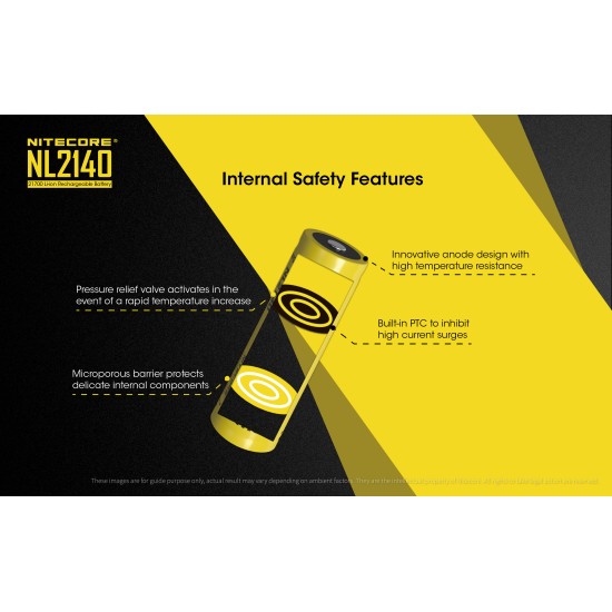 Nitecore 21700 4000mAh Rechargeable Li-ion Battery (NL2140 - 3.6v, Protected, Button-Top) (New)