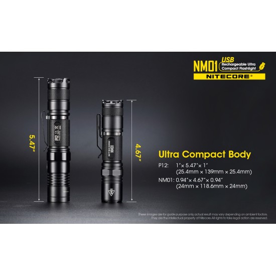 Nitecore NM01 - Small and Powerful USB Rechargeable LED Flashlight (1000 Lumens, 1x18650 2600mah Built-in)