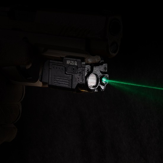 Nitecore NPL25 GL - High Performance Universal Weapon Light with Green Laser, Picatinny Rail Mount, Recoil Proof (900 Lumens, Inbuilt Battery)
