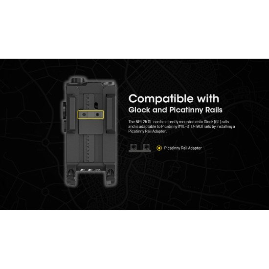 Nitecore NPL25 GL - High Performance Universal Weapon Light with Green Laser, Picatinny Rail Mount, Recoil Proof (900 Lumens, Inbuilt Battery)