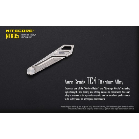 Nitecore NTK05 Tiny Titanium EDC Keychain Knife, Super Light Weight, 4.8gms