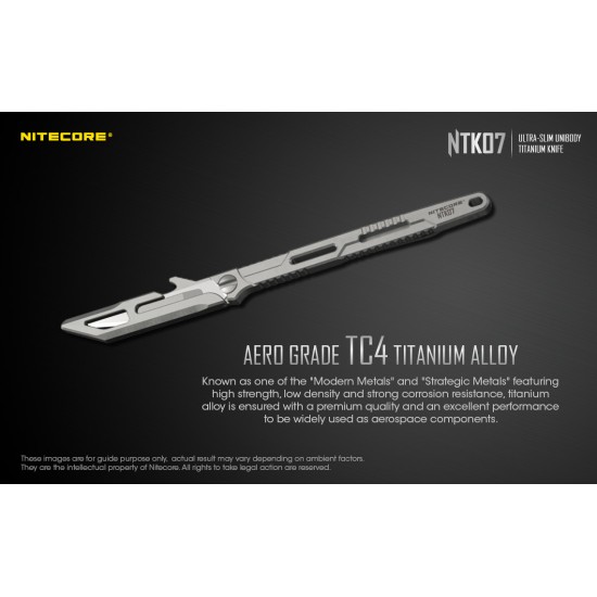 Nitecore NTK07 Unibody Titanium EDC Knife, Super Light Weight 