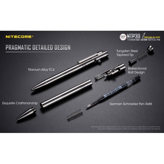 Nitecore NTP30 Multi-Functional Bolt Action Titanium Tactical Pen