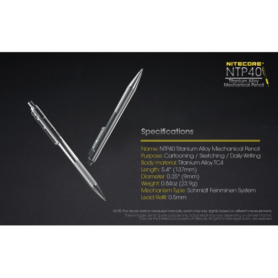 Nitecore NTP40 Titanium Alloy Mechanical Pencil