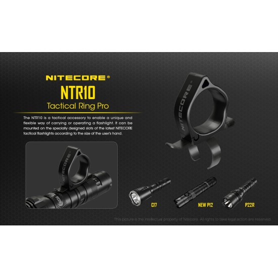 Nitecore NTR10 Tactical Ring Pro - Finger Ring Grip for Ci7, NEW P12, i4000R, P22R, P10 V2, P20 V2, MH12 V2