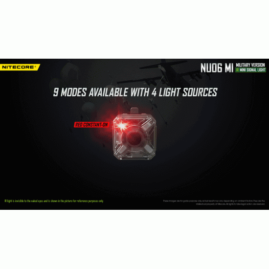 Nitecore NU06 MI - Rechargeable IR Beacon Light designed for Military Operations - IR and Green Outputs for Helmets and Backpacks