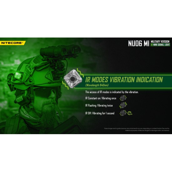 Nitecore NU06 MI - Rechargeable IR Beacon Light designed for Military Operations - IR and Green Outputs for Helmets and Backpacks