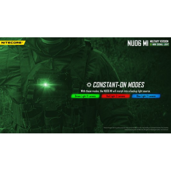 Nitecore NU06 MI - Rechargeable IR Beacon Light designed for Military Operations - IR and Green Outputs for Helmets and Backpacks