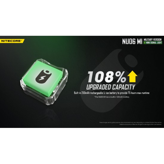Nitecore NU06 MI - Rechargeable IR Beacon Light designed for Military Operations - IR and Green Outputs for Helmets and Backpacks
