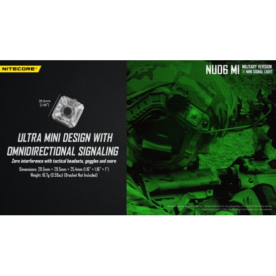 Nitecore NU06 MI - Rechargeable IR Beacon Light designed for Military Operations - IR and Green Outputs for Helmets and Backpacks