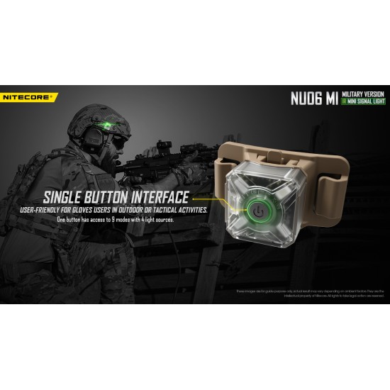 Nitecore NU06 MI - Rechargeable IR Beacon Light designed for Military Operations - IR and Green Outputs for Helmets and Backpacks