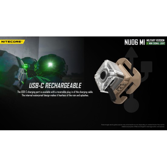 Nitecore NU06 MI - Rechargeable IR Beacon Light designed for Military Operations - IR and Green Outputs for Helmets and Backpacks
