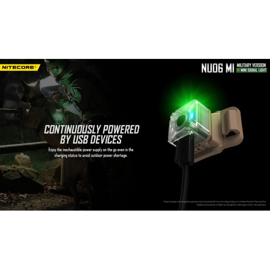 Nitecore NU06 MI - Rechargeable IR Beacon Light designed for Military Operations - IR and Green Outputs for Helmets and Backpacks
