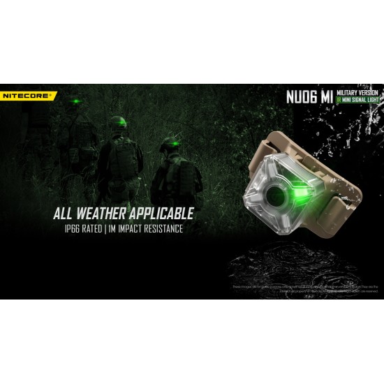 Nitecore NU06 MI - Rechargeable IR Beacon Light designed for Military Operations - IR and Green Outputs for Helmets and Backpacks