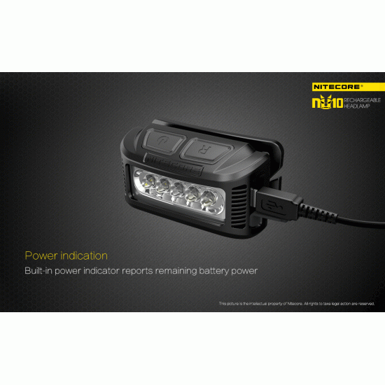 Nitecore NU10 USB Rechargeable LED Headlamp (160 Lumens, Inbuilt battery)