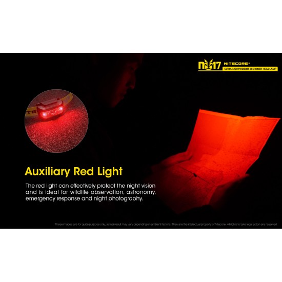 Nitecore NU17, 130 Lumens Ultra Lightweight LED Headlamp for Running, Walking