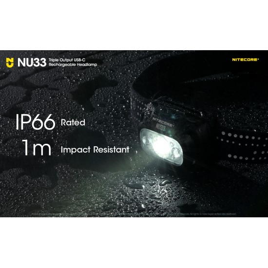 Nitecore NU33 USB-C Rechargeable Light Weight LED Headlamp, Multiple Outputs (700 Lumens, in-built 2000mAh Li-ion Battery)
