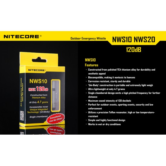 Nitecore NWS10 Outdoor Emergency Titanium Whistle