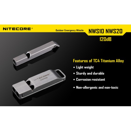 Nitecore NWS20 Outdoor Emergency Titanium Whistle