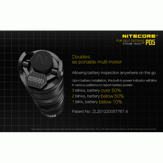 Nitecore P05 Black - EDC LED Flashlight with Instant Strobe (460 Lumens, 1xRCR123A/CR123A)