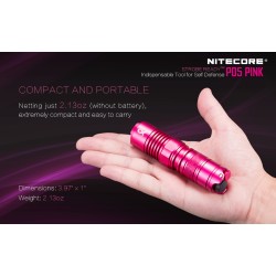 Nitecore P05 Pink - EDC LED Flashlight with Instant Strobe (460 Lumens, 1xRCR123A/CR123A)