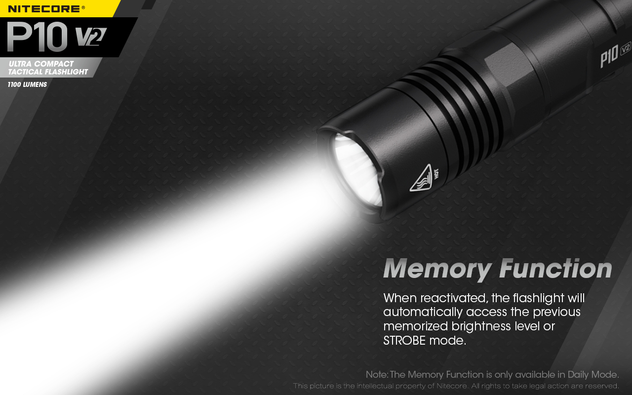 Nitecore P10 V2 Instant Strobe Tactical LED Flashlight for Police