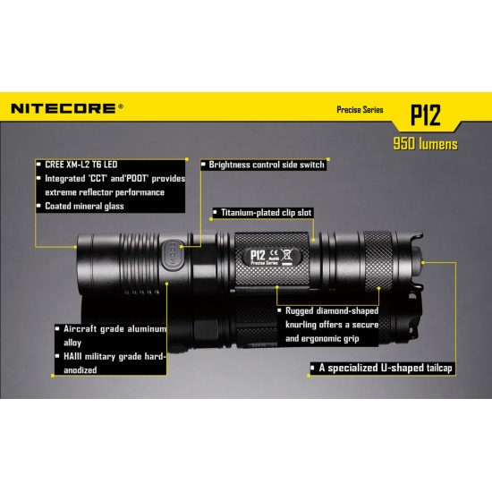 Nitecore P12 - Tactical Flashlight - 950 Lumens [DISCONTINUED & UPGRADED]