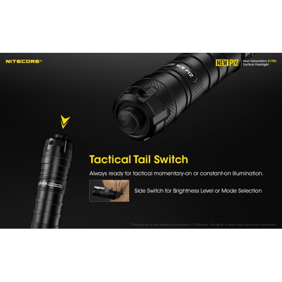 Nitecore NEW P12 - USB Rechargeable New Generation Tactical Flashlight (1200 Lumens, 1x21700 or 18650) 