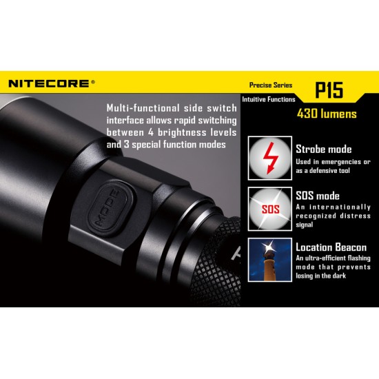 Nitecore P15 - G2 R5 Tactical Flashlight - 430 Lumens, 1x18650 [DISCONTINUED]