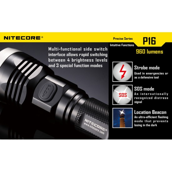Nitecore P16 - Tactical Flashlight - 960 Lumens, 1x18650 [DISCONTINUED/UPGRADED]
