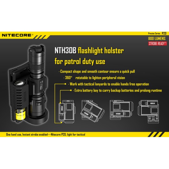 Nitecore P20 - Police LED Flashlight with Instant Strobe (800 Lumens, 1x18650)