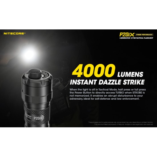 Nitecore P20iX - Xtreme Performance High Output Strobe Ready Tactical Flashlight (4000 Lumens, 1x21700)