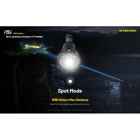 Nitecore P35i - Ultra Long Range LEP White Laser Flashlight, Dual Beam, USB-C Rechargeable (3000 Lumens, 1650 mts Throw)