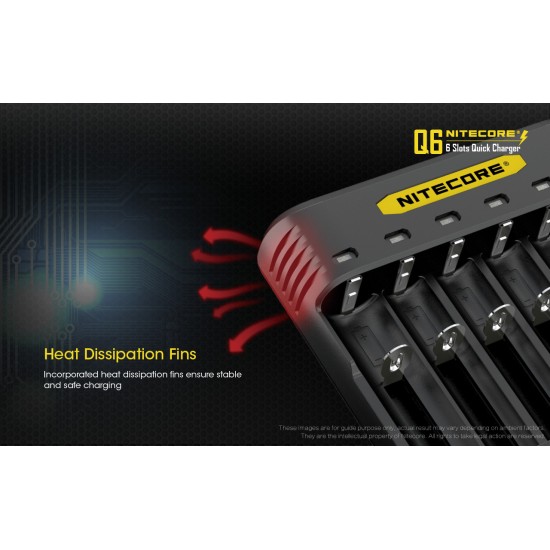 Nitecore Q6 Quick Charger, 6-Bay Smart Charger for Li-ion, IMR batteries