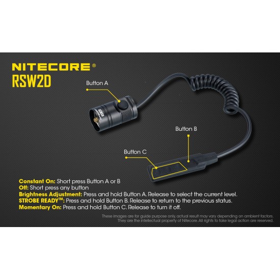 Nitecore RSW2D Remote Pressure Switch for Nitecore Tactical Flashlights
